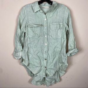 Soft surroundings womens top size XS green button